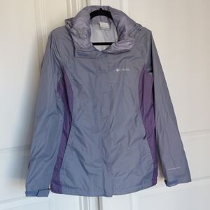 Columbia Women's Zip-Up Hooded Jacket Windbreaker Gray Purple Size Medium